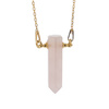 Naszyjnik - Kwarc Różowy sopel na łańcuszku srebrnym złoconym