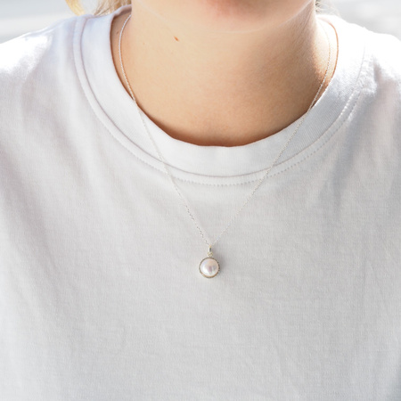 Naszyjnik srebrny - Perła okrągła na łańcuszku