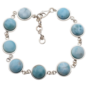 Bransoletka regulowana - Larimar koło w srebrze