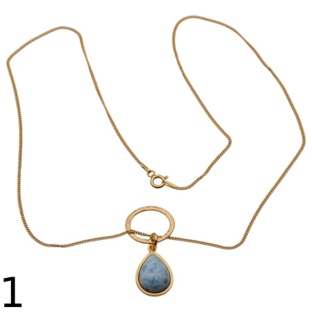 Naszyjnik z zawieszką - Larimar i srebro złocone