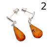 Kolczyki wiszące sztyfty - koniakowy Bursztyn krople i srebro