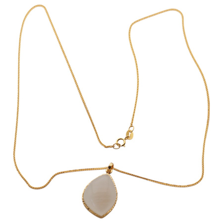 Naszyjnik - Zawieszka z Kamieniem Księżycowym w srebrze złoconym na łacńuszku