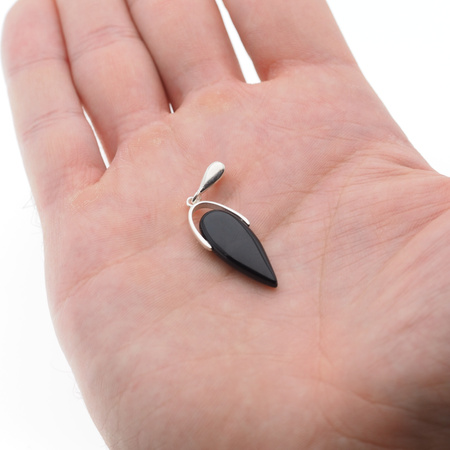 Naszyjnik srebrny - Onyks łza na łańcuszku