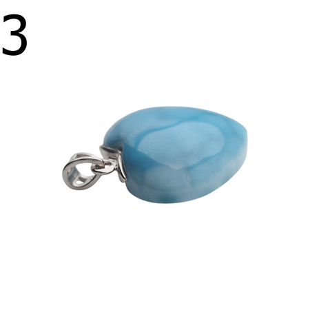 Zawieszka - larimar serce w srebrze rodowanym