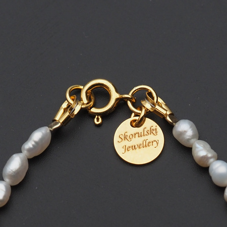 Bransoletka - Perły białe i srebro złocone