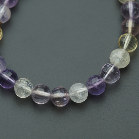 Bransoletka 18,5 cm - cięty Ametryn kulki 7mm i srebro złocone