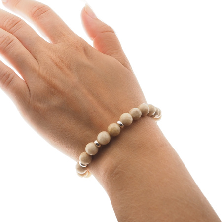 Bransoletka  18 cm - Jadeit fasetowane kulki i srebro na gumce