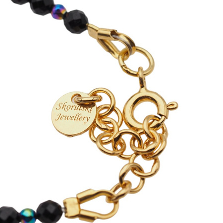 Bransoletka mix - Turmalin, Lapis Lazuli, Labradoryt, hematyt i srebro złocone