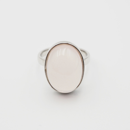 Pierścionek regulowany z owalnym Kwarcem Różowym w srebrze rodowanym