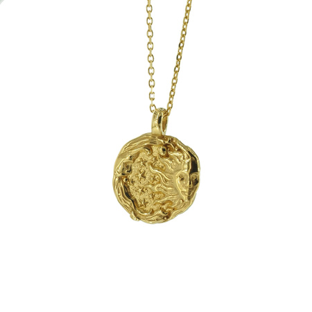 Naszyjnik z młotkowaną blaszką - księżyc, słońce i srebro złocone