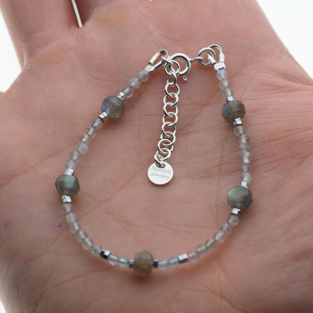 Bransoletka - Labradoryt , Topaz, Hematyt i srebro