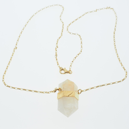 Naszyjnik - Cytryn sopel w okuciu na łańcuszku złoconym