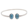 Bransoletka sztywna z owalnym Larimarem w młotkowanym srebrze