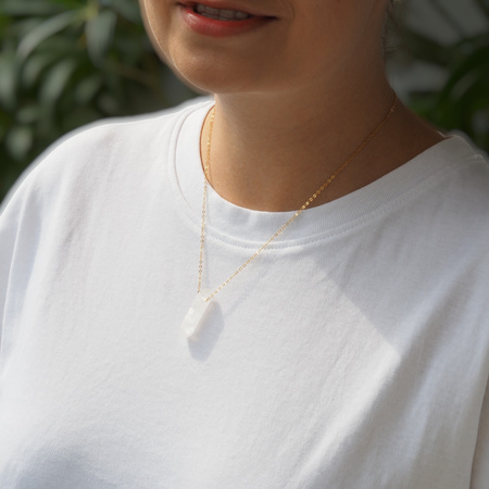 Naszyjnik - Kryształ Górski sopel na łańcuszku srebrnym złoconym