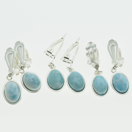 Klipsy - Larimar owalny w srebrze