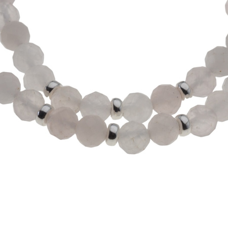 Bransoletka 19,5 cm - fasetowany Kwarc Różowy kulki i srebro