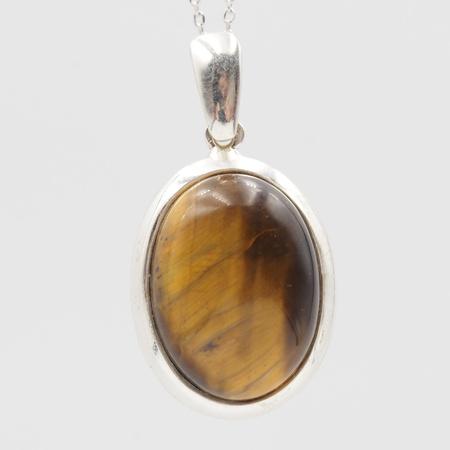 Zawieszka z owalnym Tygrysim Okiem w srebrze