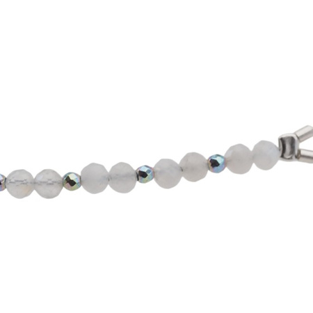 Bransoletka - Kamień Księżycowy, Kwarc, Cytryn, Hematyt kostki i srebro