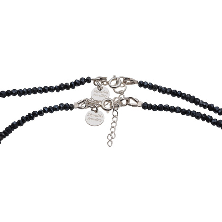 Naszyjnik - Spinel, Perły, Hematyt i srebro