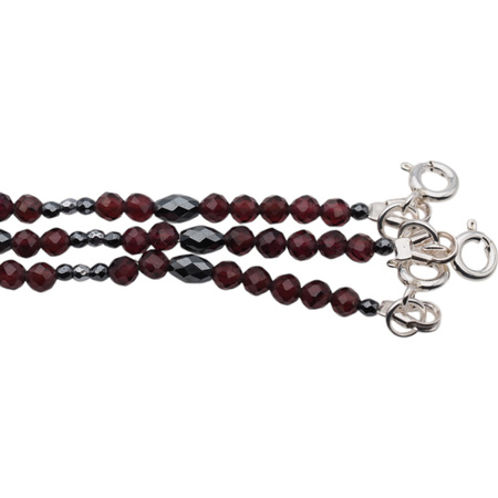 Bransoletka - Granat, Hematyt i srebro