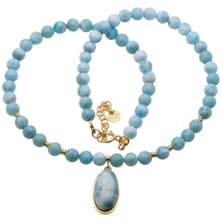 Naszyjnik z zawieszką - Larimar i srebro złocone