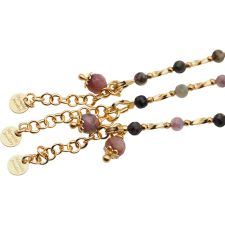 Bransoletka - Turmalin kolorowy, Hematyt złoty i srebro złocone