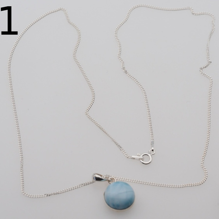 Naszyjnik - larimar okrągły 13 mm w srebrze