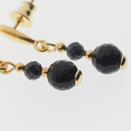 Kolczyki wiszące sztyfty - Spinel fasetowane kulki i srebro złocone