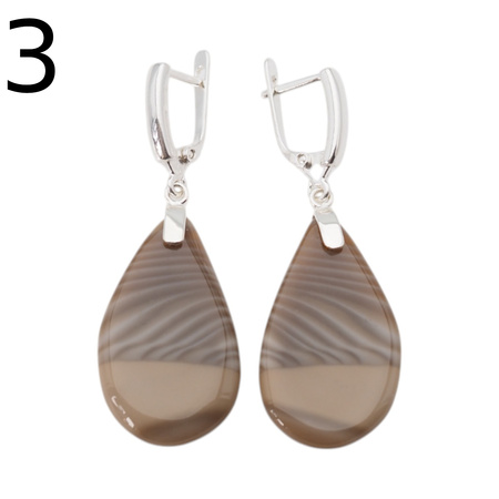 Kolczyki z Krzemieniem Pasiastym - łezki w srebrze