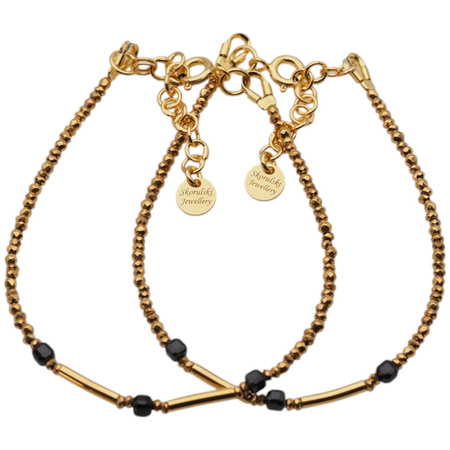 Bransoletka -złoty Hematyt, Spinel i srebro złocone