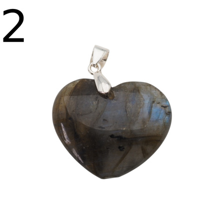 Zawieszka - Labradoryt serce w srebrze