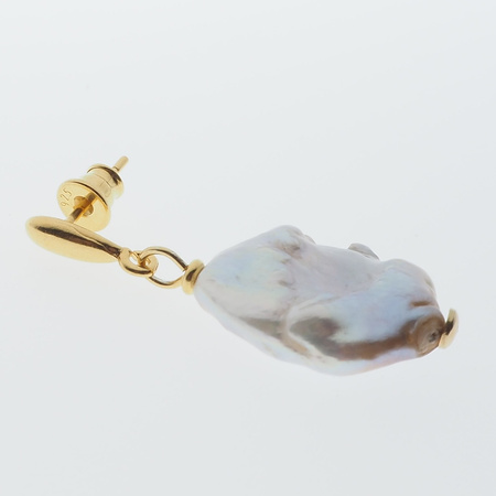 Kolczyki - fioletowe Perły Keshi w srebrze złoconym