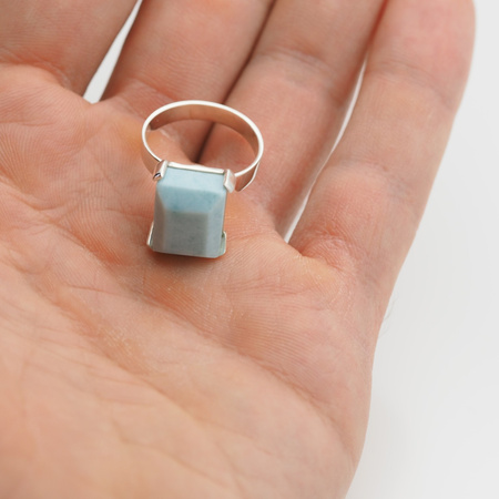 Pierścionek regulowany - prostokątny Larimar w srebrze