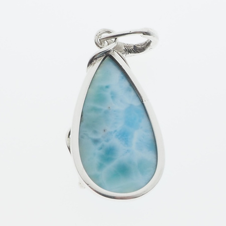 Zawieszka - larimar srebrze oksydowanym z liśćmi