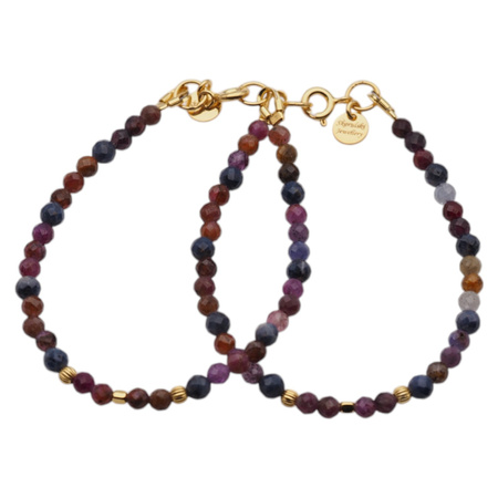 Bransoletka - Szafir i Rubin fasetowane kulki