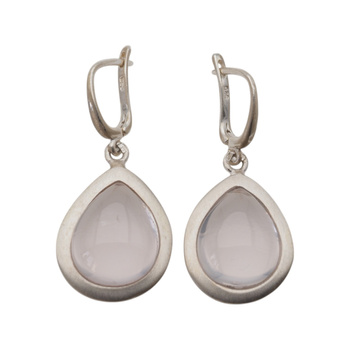 Kolczyki z Kwarcem Różowym w srebrze satynowanym