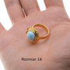 Pierścionek regulowany - okrągły Larimar w złoconym srebrze młotkowanym