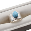 Pierścionek sygnet- Larimar owalny i srebro