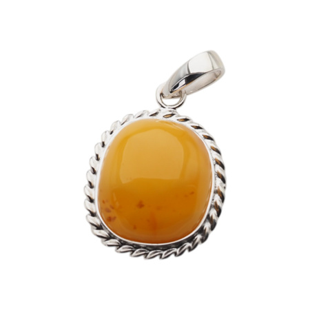 Zawieszka - Bursztyn mleczny prostokąt w srebrze 