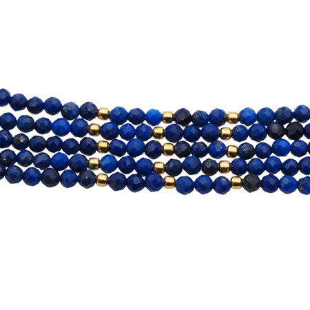Bransoletka - Lapis Lazuli fasetowane kulki i srebro złocone