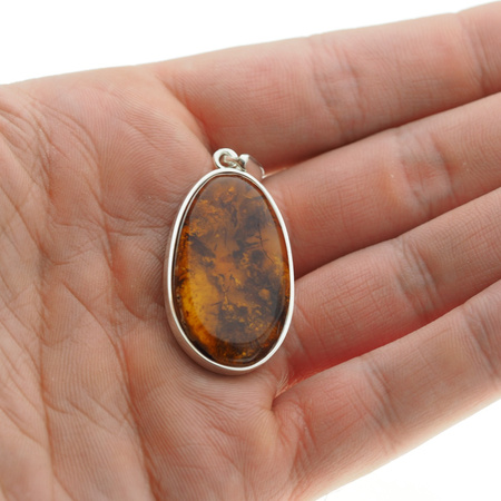 Zawieszka - Bursztyn owalny w srebrze 