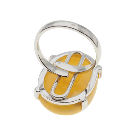 Pierścionek regulowany - Mleczny Bursztyn owal w srebrze