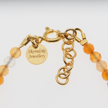 Bransoletka - cięty Karneol kulki 4mm i srebro złocone