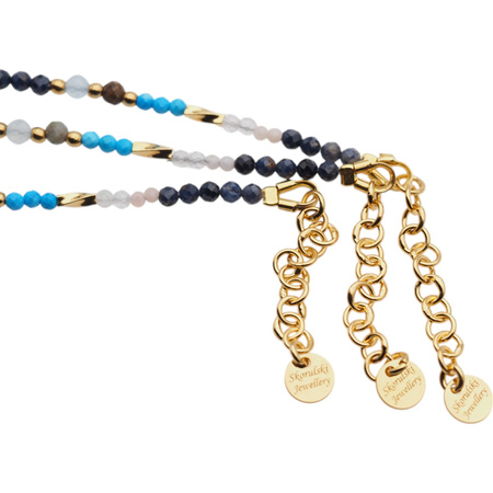 Bransoletka znak zodiaku wodnik - mix kamieni i srebro złocone