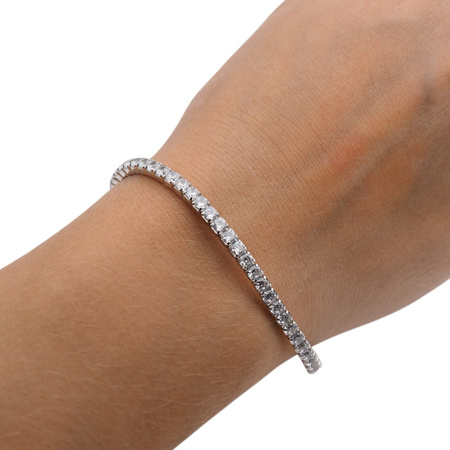 Bransoletka sprężynująca - cyrkonie w srebrze