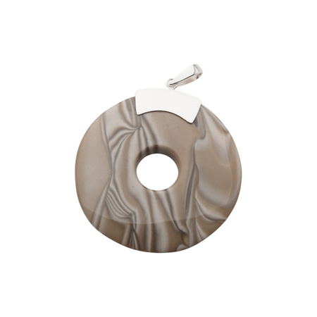 Naszyjnik - Krzemień Pasiasty na rzemieniu ze srebrnymi końcówkami