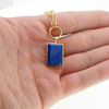 Naszyjnik srebrny złocony z Lapisem Lazuli w kształcie prostokąta