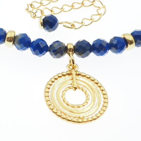 Naszyjnik - Lapis Lazuli fasetowane kulki i srebro złocone