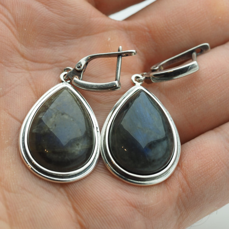Kolczyki z Labradorytem w srebrze oksydowanym