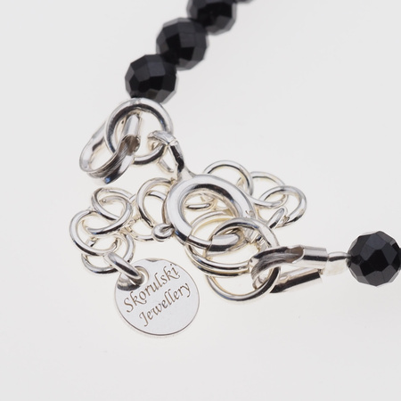 Naszyjnik - Spinel fasetowane kulki, Hematyt i srebro